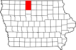 State map highlighting Kossuth County