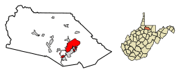 Location of Fairmont in Marion County, West Virginia.