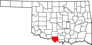 Map of Oklahoma highlighting Jefferson County