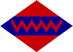 The formation patch worn by members of the Regiment. This indicated that they were troops attached directly to First Canadian Army.
