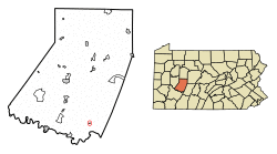 Location of Armagh in Indiana County, Pennsylvania.