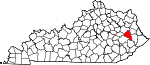State map highlighting Magoffin County