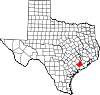 State map highlighting Wharton County