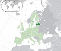 Location of&nbsp;Latvia&nbsp;(dark green) &ndash;&nbsp;in Europe&nbsp;(green &&nbsp;dark grey) &ndash;&nbsp;in the European Union&nbsp;(green)&nbsp; &ndash;&nbsp; [Legend]