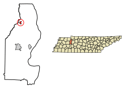 Location of Big Sandy in Benton County, Tennessee.