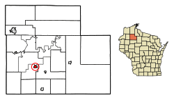 Location of Couderay in Sawyer County, Wisconsin.
