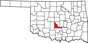 Map of Oklahoma highlighting McClain County