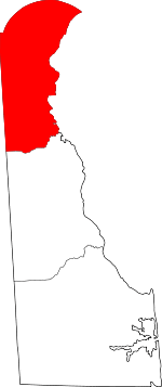Map of Delaware highlighting New Castle County