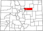 State map highlighting Adams County