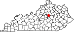 State map highlighting Jessamine County