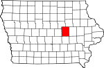 State map highlighting Tama County