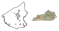 Location of Nortonville in Hopkins County, Kentucky.