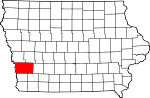 State map highlighting Pottawattamie County