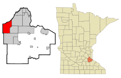 Location of the city of Burnsville within Dakota County, Minnesota