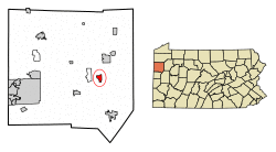 Location of Jackson Center in Mercer County, Pennsylvania.