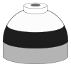 Illustration of cylinder shoulder painted in black (lower) and white (upper) bands for a mixture of oxygen and nitrogen.
