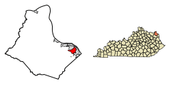 Location of Flatwoods in Greenup County, Kentucky.