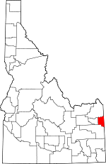 Map of Idaho highlighting Teton County
