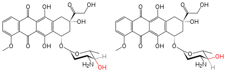 Doxorubicin&ndash;epirubicin comparison.svg