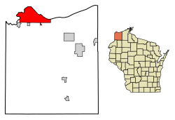 Location of the city of Superior in Douglas County, Wisconsin