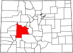 State map highlighting Gunnison County