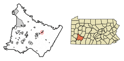 Location of Derry in Westmoreland County, Pennsylvania.