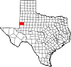 State map highlighting Gaines County