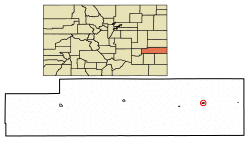 Location of Sheridan Lake in Kiowa County, Colorado