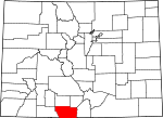 State map highlighting Conejos County