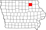 State map highlighting Chickasaw County