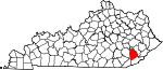 State map highlighting Leslie County