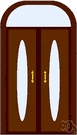 double door - two vertical doors that meet in the middle of the door frame when closed