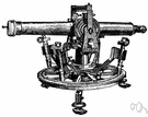 theodolite - a surveying instrument for measuring horizontal and vertical angles, consisting of a small telescope mounted on a tripod