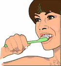 brushing - the act of brushing your teeth