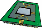 microprocessor chip - electronic equipment consisting of a small crystal of a silicon semiconductor fabricated to carry out a number of electronic functions in an integrated circuit