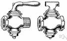 turncock - faucet consisting of a rotating device for regulating flow of a liquid