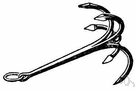 grappling hook - a tool consisting of several hooks for grasping and holding