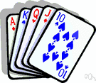 straight poker - poker in which each player gets 5 cards face down and bets are made without drawing any further cards