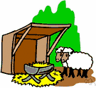 manger - a container (usually in a barn or stable) from which cattle or horses feed