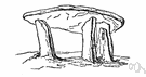 cromlech - a prehistoric megalithic tomb typically having two large upright stones and a capstone