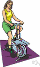 exercise bike - an exercise device resembling a stationary bike