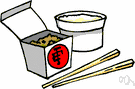 takeout - prepared food that is intended to be eaten off of the premises