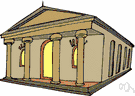 portico - a porch or entrance to a building consisting of a covered and often columned area