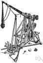 trebuchet - an engine that provided medieval artillery used during sieges