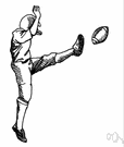 punting - (football) a kick in which the football is dropped from the hands and kicked before it touches the ground