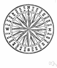 mariner's compass - compass in the form of a card that rotates so that 0 degrees or North points to magnetic north