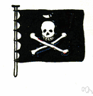 blackjack - a flag usually bearing a white skull and crossbones on a black background
