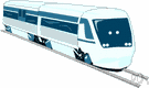 train - public transport provided by a line of railway cars coupled together and drawn by a locomotive