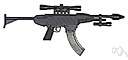assault rifle - any of the automatic rifles or semiautomatic rifles with large magazines designed for military use