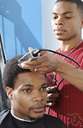 barber - perform the services of a barber: cut the hair and/or beard of